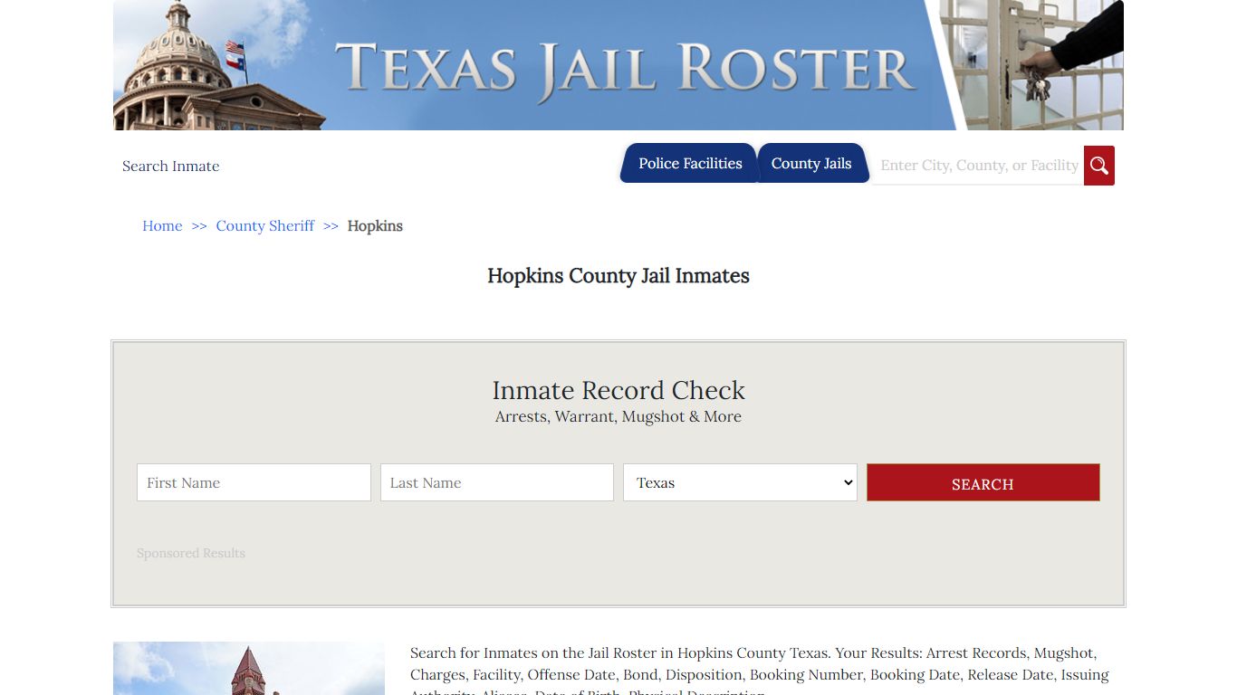 Hopkins County Jail Inmates - Jail Roster Search